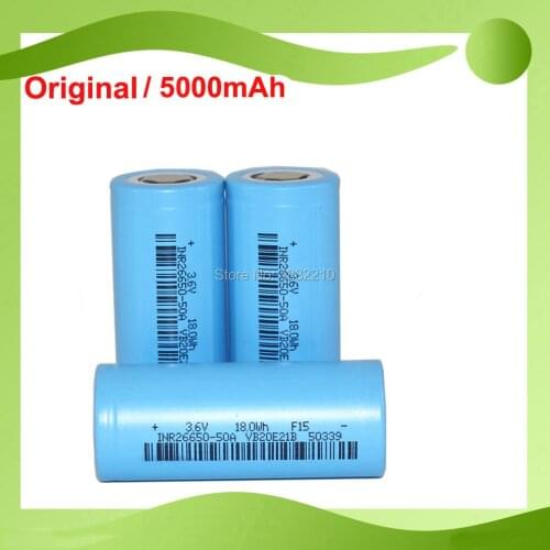 2PCS/LOT High Quality 3.7V 26650 5000mAh 15A Discharge Battery For High Drain Flashlight