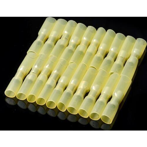 20PCS Yellow Insulated Heat Shrink Terminals Butt Wire Connectors Cable Crimping Terminals Connectors 4.0mm2 Kit