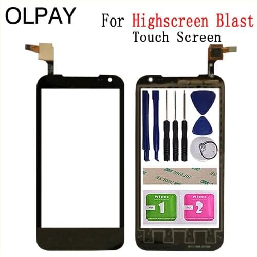 4.5'' TouchScreen For Highscreen Blast Touch Screen Glass Capacitive Digitizer Glass Sensor Parts Free Adhesive+Wipes