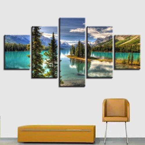 Full square 5DDiy Cross Stitch Diamond Painting Tree Mountain Lake Nature Landscape diamond Embroidery Wedding DecorationZP-2480