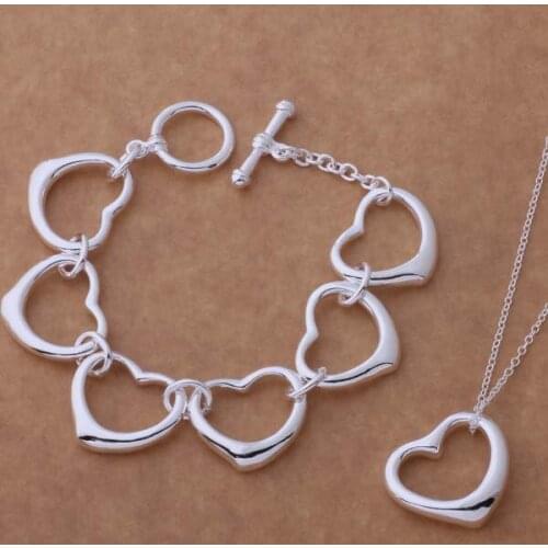 AS071 Hot sterling Jewelry Sets Bracelet 269 + Necklace 245 /adbaiuia ajoajava silver color