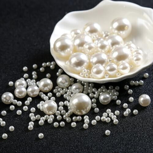 6-16mm Have Hole Pearl Beads ABS Loose Round Beads Craft for Fashion Jewelry Making White Beige DIY Imitation Garment Beads