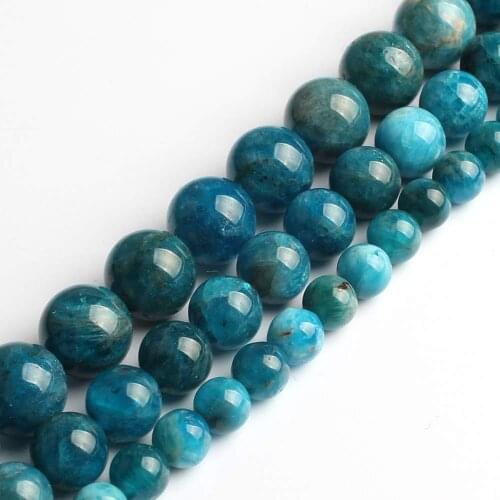 Natural Round Blue Apatite Stone Loose Spacer Strand Beads For Jewelry Making Diy Earring Necklace Bracelet Size 6 8 10MM 15"
