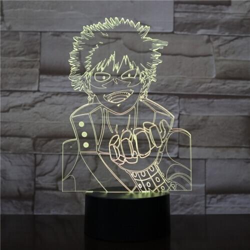 Kids Child Bedroom Decor Nightlight Led Night Light My Hero Academia Katsuki Bakugo Figure 7 Color Changing Desk 3d Lamp Gift