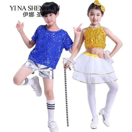 Jazz Dance Costumes Girls Children Performance Clothing Hip Hop Modern Dance Clothes Children Stage Show Set Girls 4Pcs Boy 3Pcs