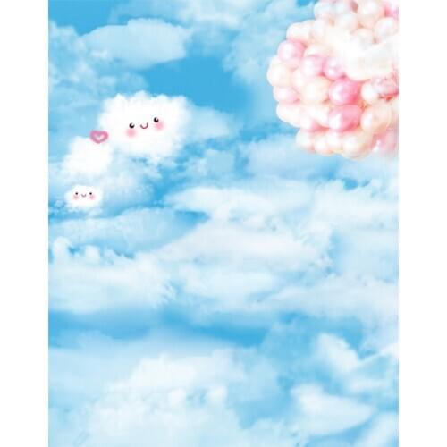 5x7ft Pink Balloon White Cloud Photography Backdrops Photo Props Studio Background