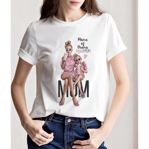 Hot Summer Harajuku New Super Mom Print T Shirt Women Vintage White Tshirt Women Looes Hort Sleeved O-neck Casual Clothing Tees