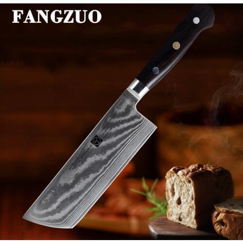 FANGZUO 6.5 inch Chinese Chef Knife 67 layer Damascus Stainless Steel Kitchen Knife Ebony wood Handle Cooking cleaver