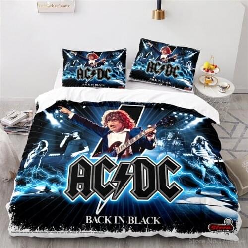 3D Print Rock Band AC DC Bedding Set Twin Full Queen King Size Duvet Cover Pillowcase Home Textile Bedclothes Adults Boys Gift