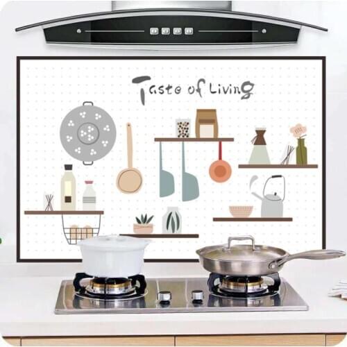 Kitchen Oil-proof Waterproof Stickers Self Adhesive Wall Sticker High temperature resistant cabinet hood decoration wallpaper