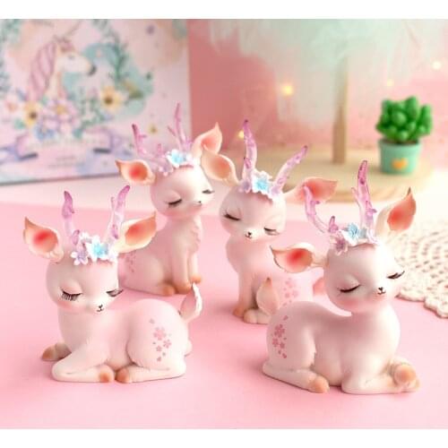 2021 New Mini Sika DeerFigurines Resin Craft Miniatures Fairy Garden Decor Bonsai Terrarium Figurines Cake Topper Decor Ornament