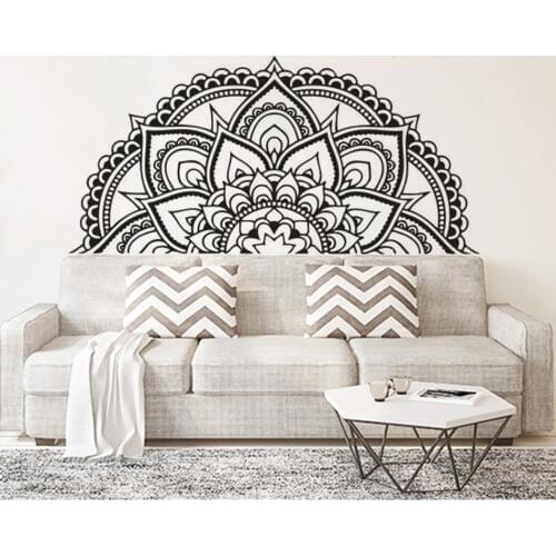 Half Mandala Flower Wall Sticker Bedroom Decor Headboard Vinyl Decal Moraccan Style Wallpaper Mandala Design Vinyl Art AZ102