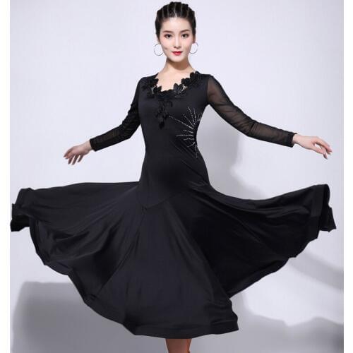 New Rhinestone Decal Ballroom Dance Dress Woman Standard Tango Waltz Flamenco Practice Clothing Stage Performing Costume DL5534