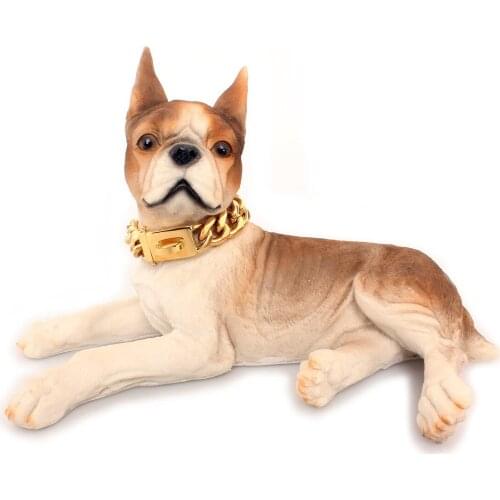 Pet Dog Gold Chain Puppy Collar Necklace 316L Stainless Steel Bulldog Collar 19mm Small Middle Large Dog