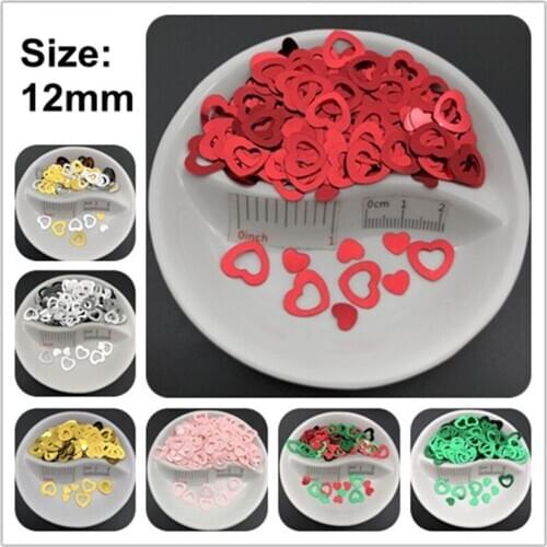 20g/Lot 12mm Hollow Heart Loose Sequin Paillettes Sewing,Wedding Confetti Craft,Kids DIY, Garment Accessory Wholesale