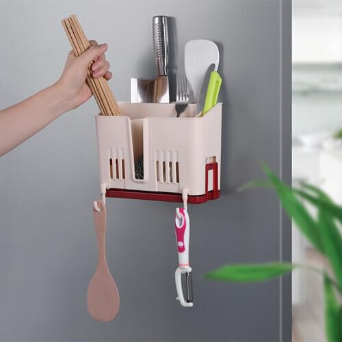 OUSUWO Simple Free Punch Water Drain Hollow Chopsticks Tube Kitchen Seamless Wall Hanging Chopsticks Storage Rack