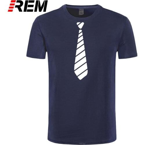 REM Summer New Fake Suit Tie Funny T Shirt Men Print Cotton O-Neck Short Sleeve Casual Streetwear Mens T-shirts Top Plus Size