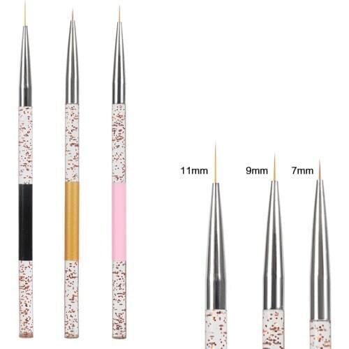 7/9/11mm Nail Art Brush Pen Plating Handle Liner Line Stripe Fish Flower Painting Drawing Manicure Acrylic Tools Tips Design
