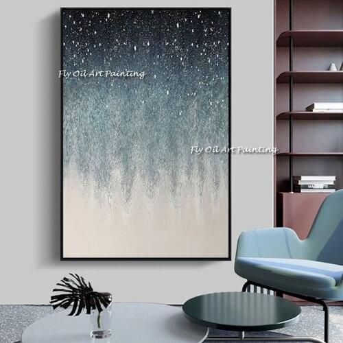 Handpainted abstract oil painting Blue Sky picture Bright Star living room home decoration paintings canvas paintings