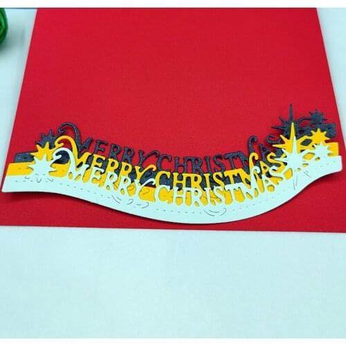 Merry Christmas Metal Die Cuts Templates Stencil Crafts Metal Hollow Cutters Card Making Family Photo Album Cutting Dies