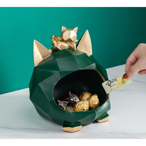 Modern Home Decor Woonkamer Bedroom Desktop Decor Creative Hars Animal Sculpture Geometric Cat Storage Tank Puin Storage