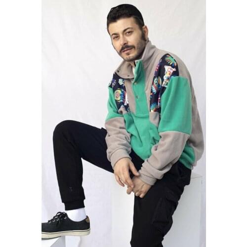 Unisex Oversize Retro Sweatshirt Vintage Sweatshirt Special Edition Sweatshirt Multicolored Sweatshirt Half Zipper Fleece