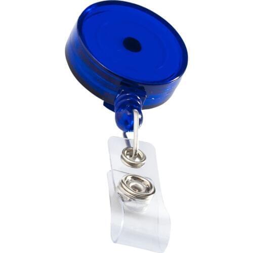 Retracting blue ID badge holder reel clip, back belt clip,extend nylon cord,hospital nurse,office employee,trade show favor