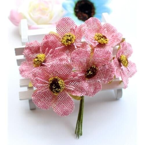 WedFavor 4.5cm Artificial Jute Poppy Flowers Cherry Blossom Burlap Flowers For Wedding Wreath Gift Box Scrapbooking Decoration
