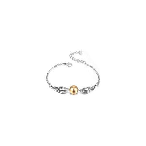 Harried Golden Snitch Bracelet Deathly Hallows Potters Quidditch Ball Silver Angel Wing Jewelry gifts For fans