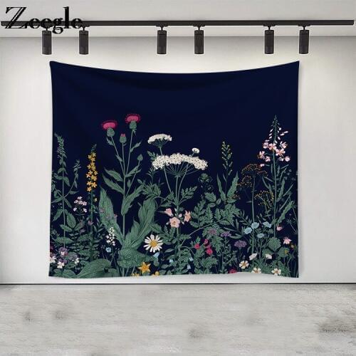 Zeegle Cartoon Flower Tapestry Waterproof Wall Hanging Bedroom Flower Wall Tapestry Home Living Room Decoration Wall Tapestry