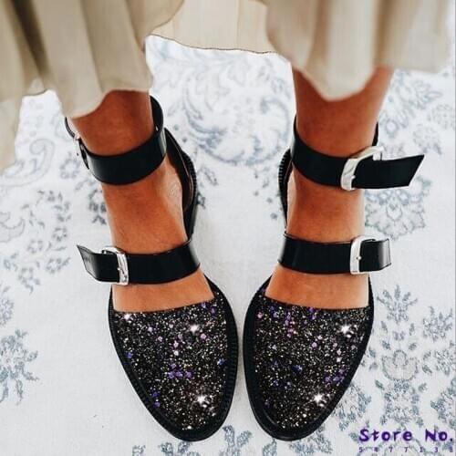 Women Summer Pumps Low Heels Gladiator PU Leather Close Toe Cut Out Sandals Comfortable Shoes Woman Mujer Sapato Feminino HP2333