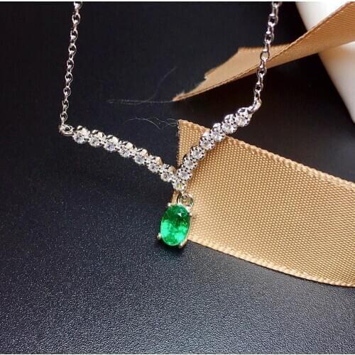 SHILOVEM 925 sterling silver real Natural Emerald Pendants classic fine Jewelry women wedding gift new 4*6mmm mz0406388agml