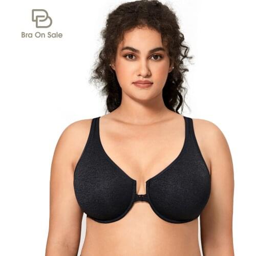 Womens Racerback Bra Unlined Underwire Front Closure Bra T-shirt Plus Size