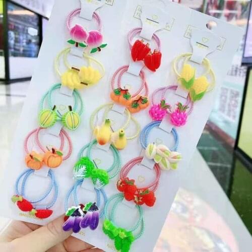 1 Set New Cute Summer Scrunchies Children Girls Elastic Hair Rubber Bands Accessories Tie Ring Headdress Holder