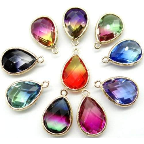 Natural stone Quartz crystal crystal quartz stone mix charm Teardrop pendants for DIY Jewelry Making Necklace Accessories 10pcs