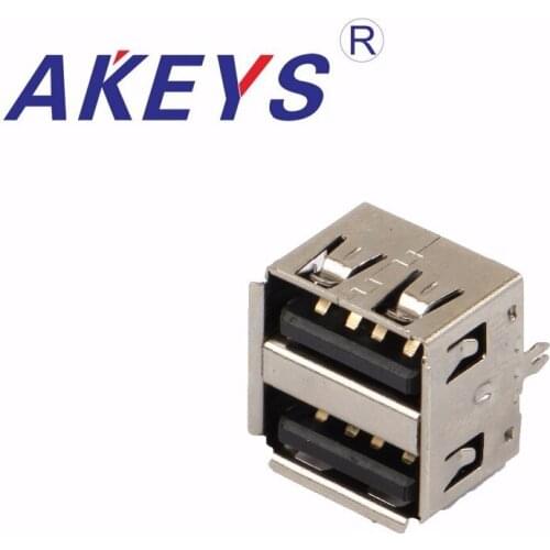 20PCS USB A female black glue AF180 degree double layers short body half of parcel with fixed pin