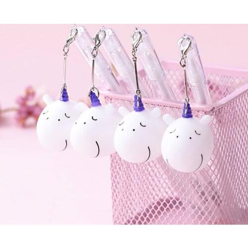 36PCS Pendant Gel Pen Cute Soft Silicone Pony Beast Pen Kawaii School Supplies Stationery