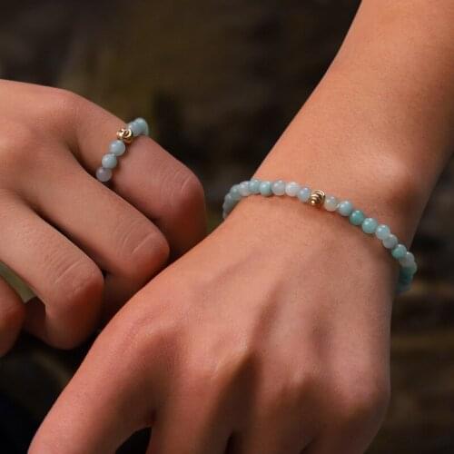 4mm Bohemia Reiki Energy Bracelet Set Natural Stone Beads Yoga Ring & Bracelet For Best Friend Jewelry Gift Dropshipping