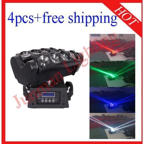 8*12W RGBW 4 in 1 Led Beam Moving Head Wash Spider Light 4pcs Free Shipping
