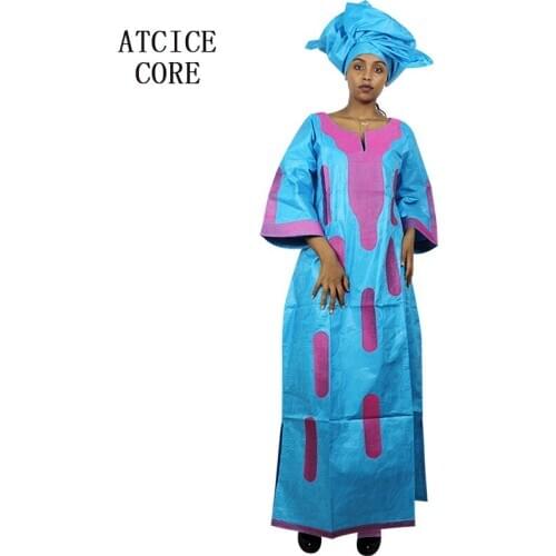 African dresses for women 2018 fashion AFRICAN fabric BAZIN RICHE embroidery design DRESS