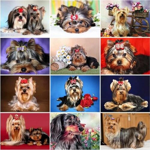 DIY 5D Diamond Painting Dog Animal Diamond Embroidery Rhinestone Picture Full Round Drill Mosaic Art Wall Sticker Decor