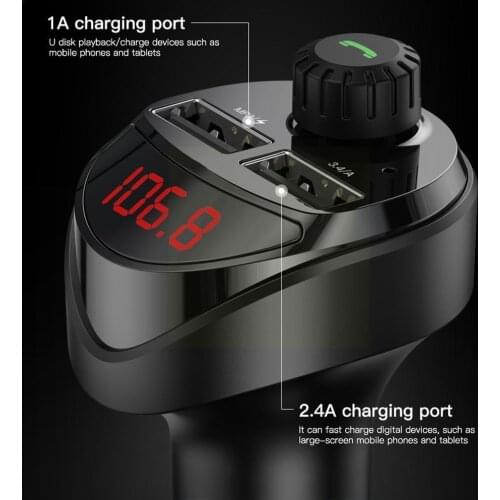 Car Charger FM Transmitter Bluetooth Car Audio MP3 Dual Car Player TF 3.4A Kit For Xiaomi Charger Card Phone Car USB T2X2