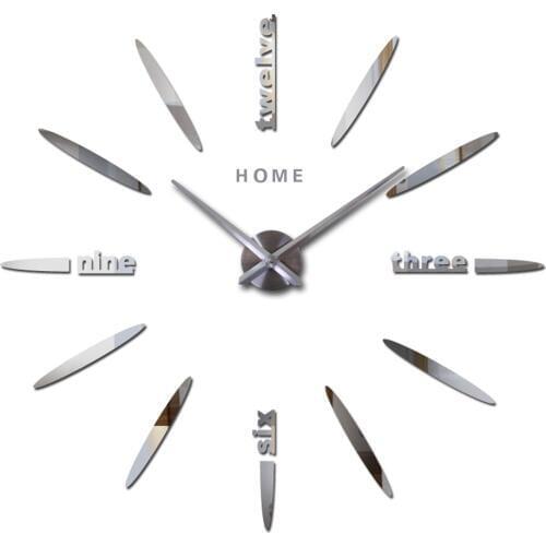 Large Wall Clock Sticker Silent Clockwork Acrylic Big 3D DIY Clock Modern Design Self adhesive Wall Clocks for Living Room