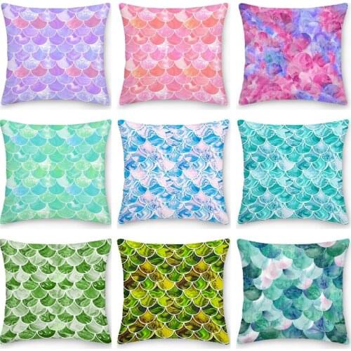 Mermaid Scale Pillowcase Decorative Sofa Cushion Case Bed Pillow Cover Home Decor Car Cushion Cover Polyester Pillow Case