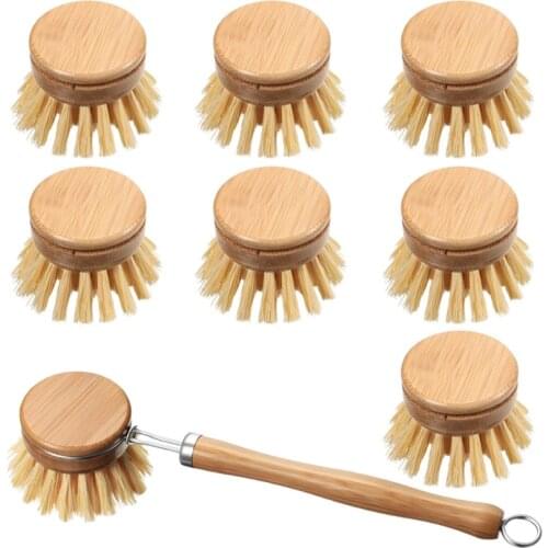 Wooden Kitchen Dish Brush Natural Bamboo Scrub Cleaning Brush Dish Brush for Kitchen Room Cleaning Supplies
