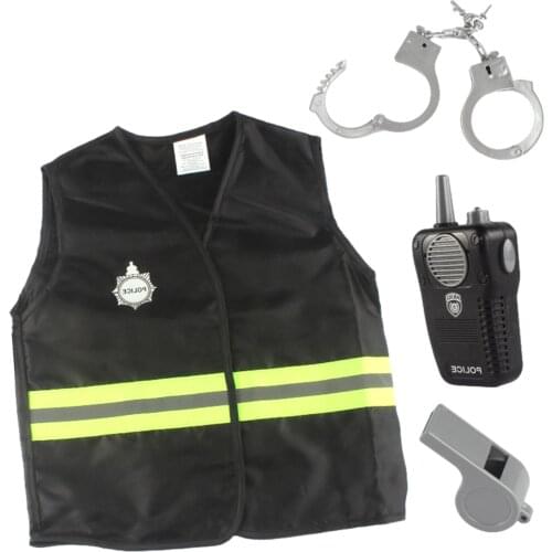 Kids Police Costume Handcuffs Dress-Up Clothes Toys Children Halloween Policeman Costumes Kids Party Carnival Police Uniform New