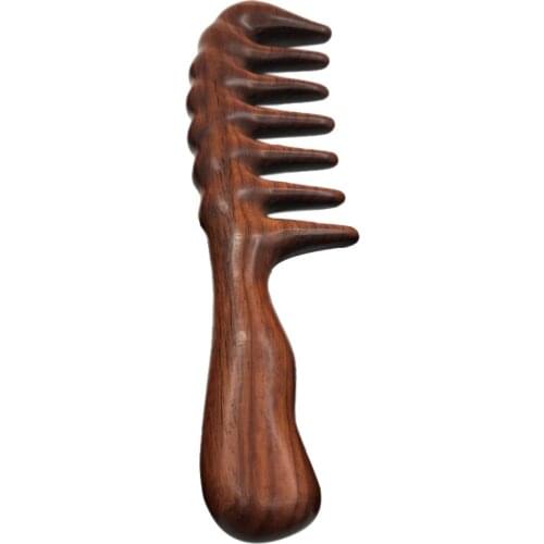 Hair Comb for Detangling - Wide Tooth Wood Comb for Curly Hair - No Static Natural Wooden Sandalwood Comb