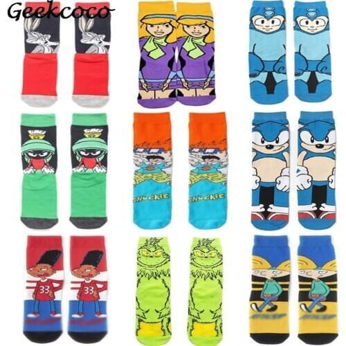 J2003 New Mens Woman Sock Cartoon Pattern Hip hop Cool Socks Long Skate Funny Colorful Socks