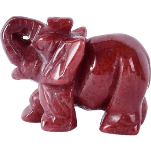 Natural Strawberry Quartz stone figurine Wild Animals Elephant Art statue mineral crystal handmade craft feng shui healing decor