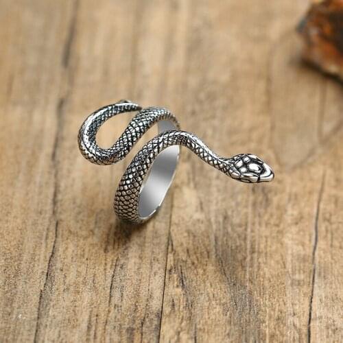 Gohtic Snake Rings Fashion Animal Rings for Women Men Vintage Stainless Steel Jewelry